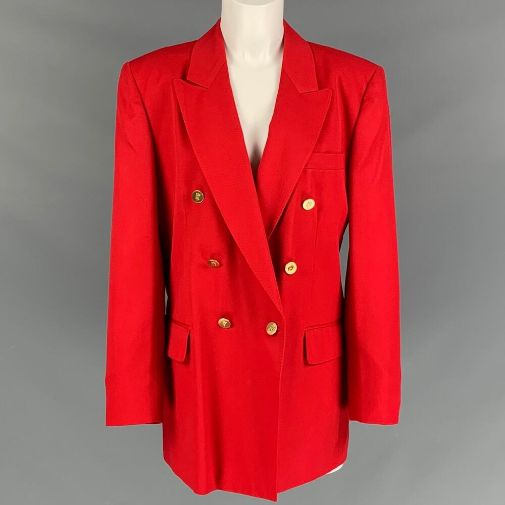 AQUASCUTUM Size 12 Red Wool Double Brested Blazer